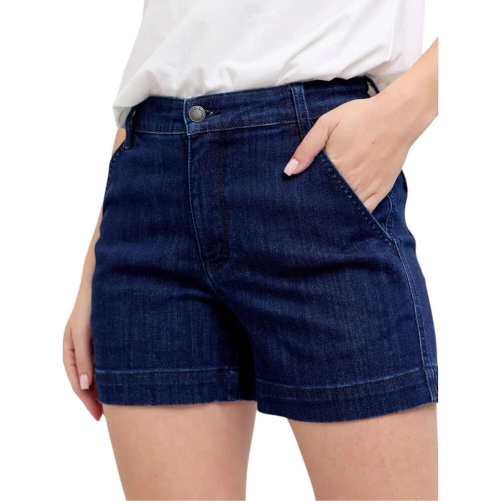 Judy Blue High Rise Trouser Shorts Dark Wash Denim Cuffed Stretch Plus Size NWT